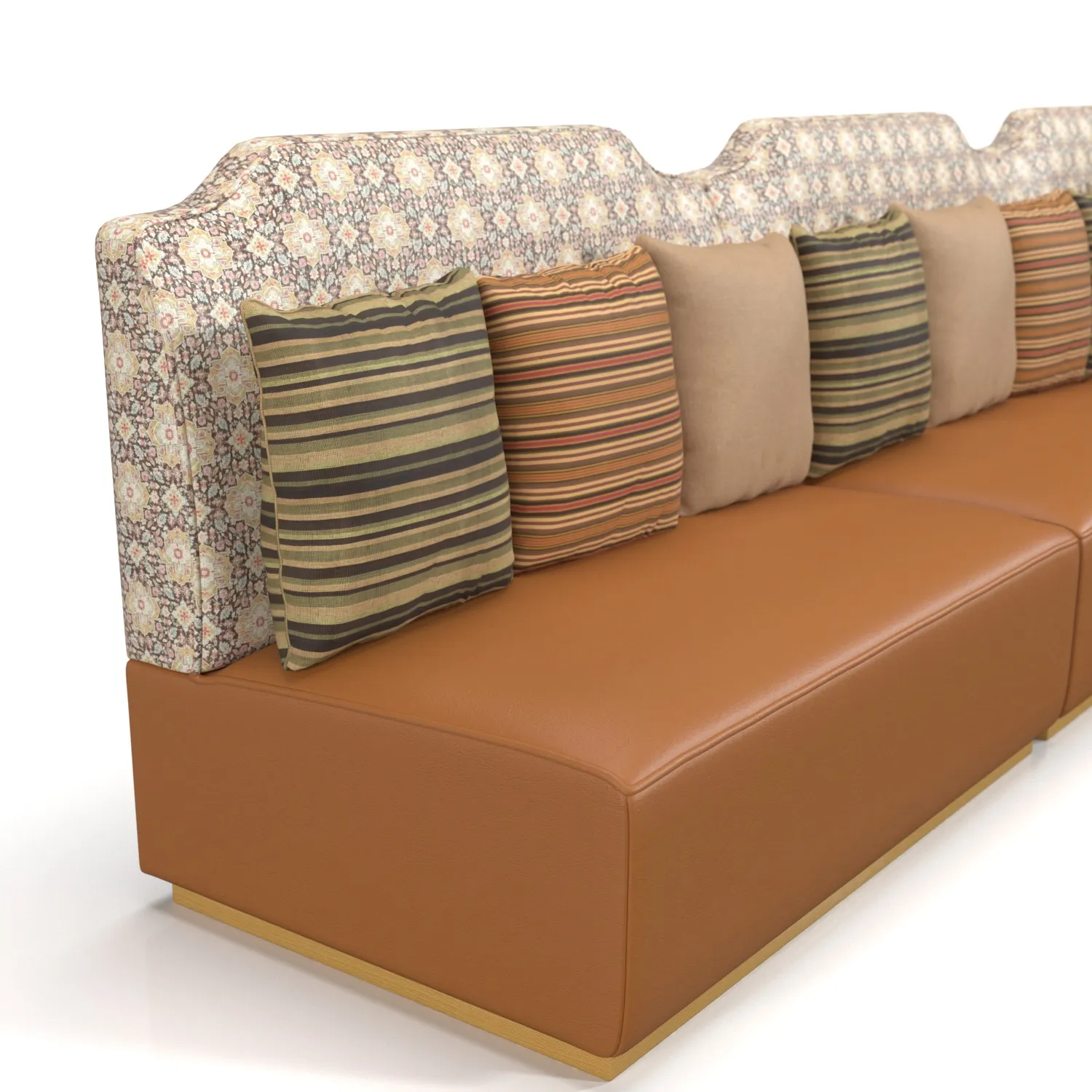 Leather And Wpholstered Banquette Sofa With Cushion PBR 3D Model_05